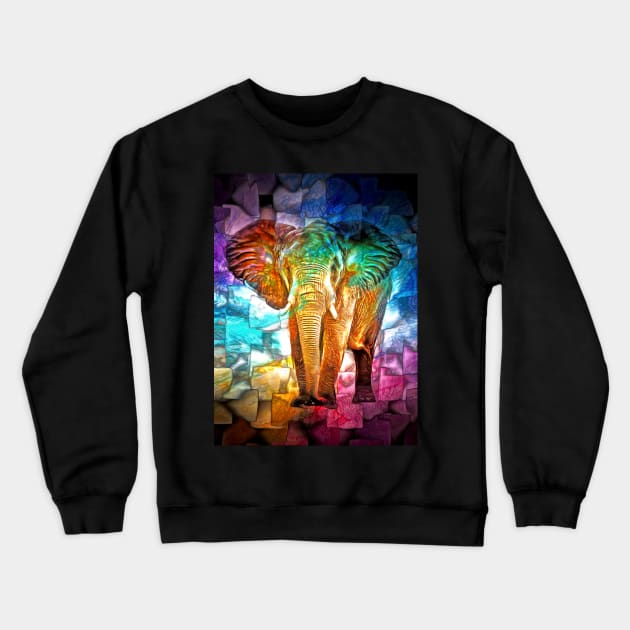 Elephant Mosaic Crewneck Sweatshirt by danieljanda